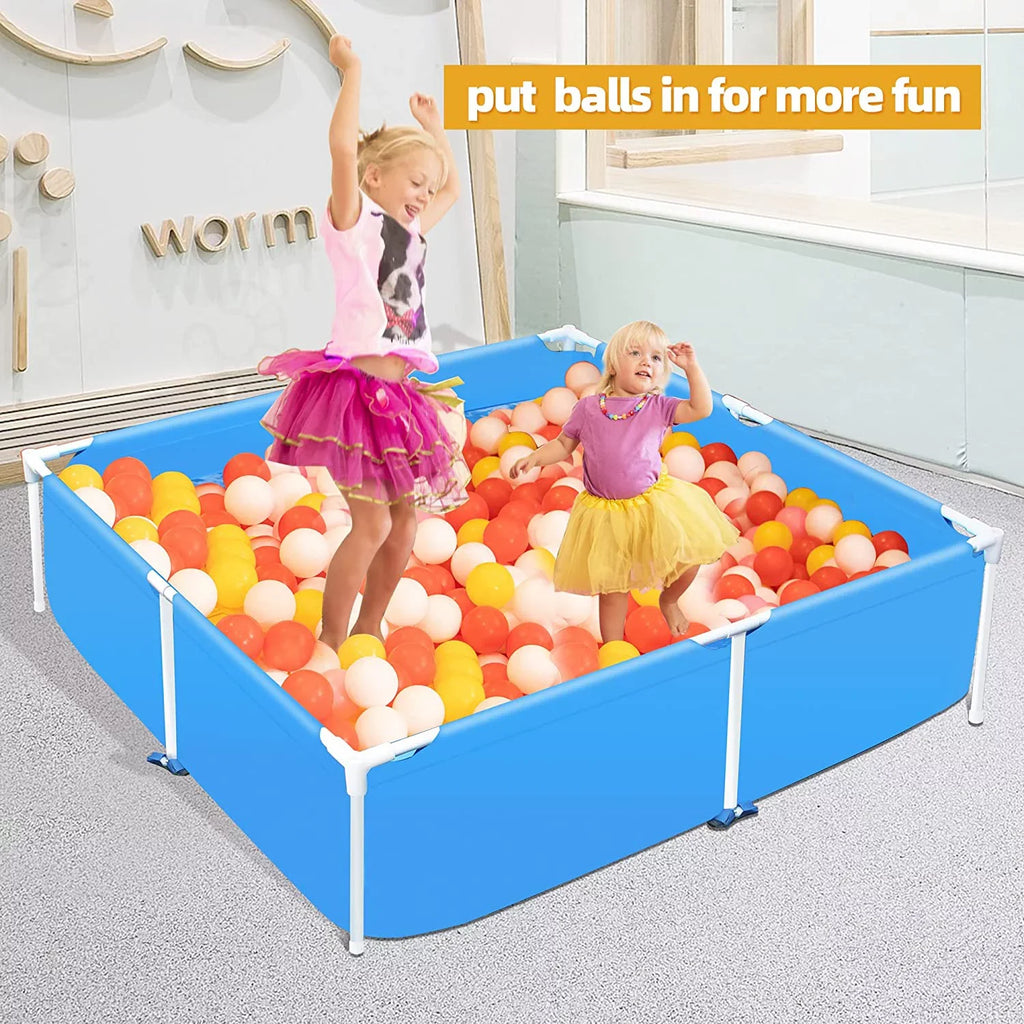 COVERONICS 59x59 Metal Frame Pool Summer - COVERONICS Swimming Pool for Summer aqua Play, Outdoor Indoor Pool Ball/Sand Pit for Backyard Party