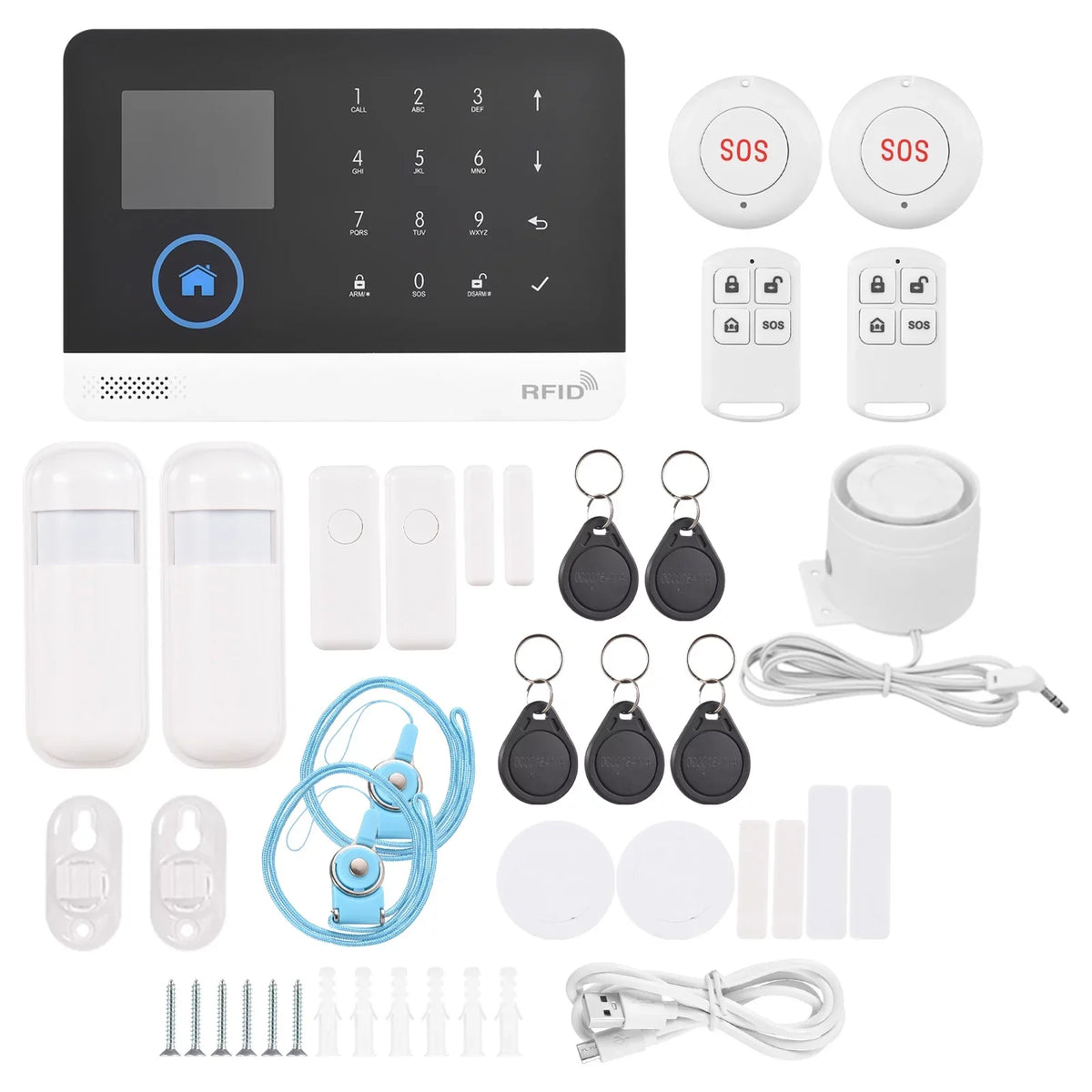433MHz Wireless WIFI + GSM Auto-dial Alarm System LCD Display Door Sensor PIR Motion Sensor Phone APP Remote Control appropriate with Home Voice Control Smart Home Burglar Alarm System