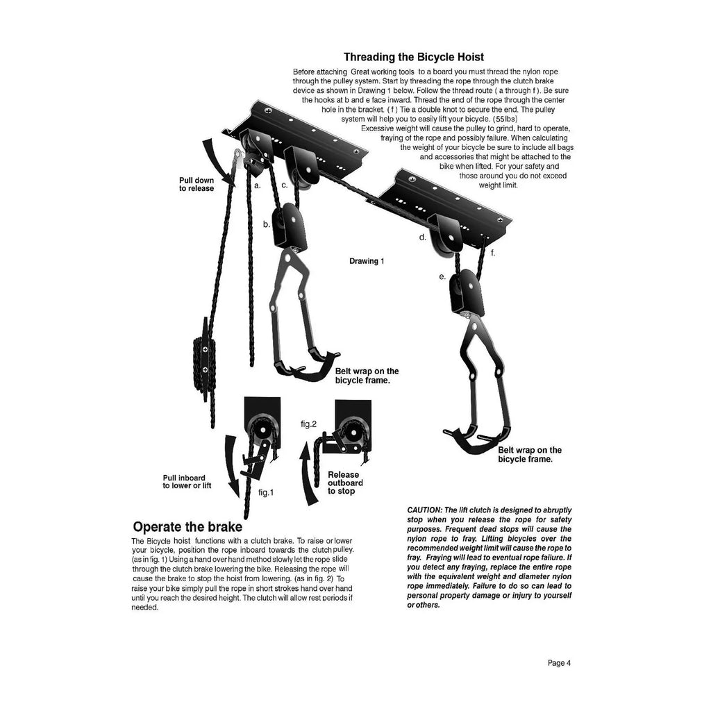 excellent WORKING TOOLS Bike Hoist for Garage Ceiling Mount Pulley System Bike Storage, 55 Lbs Limit, Set Of 2 Bike Hangers for Garage Storage