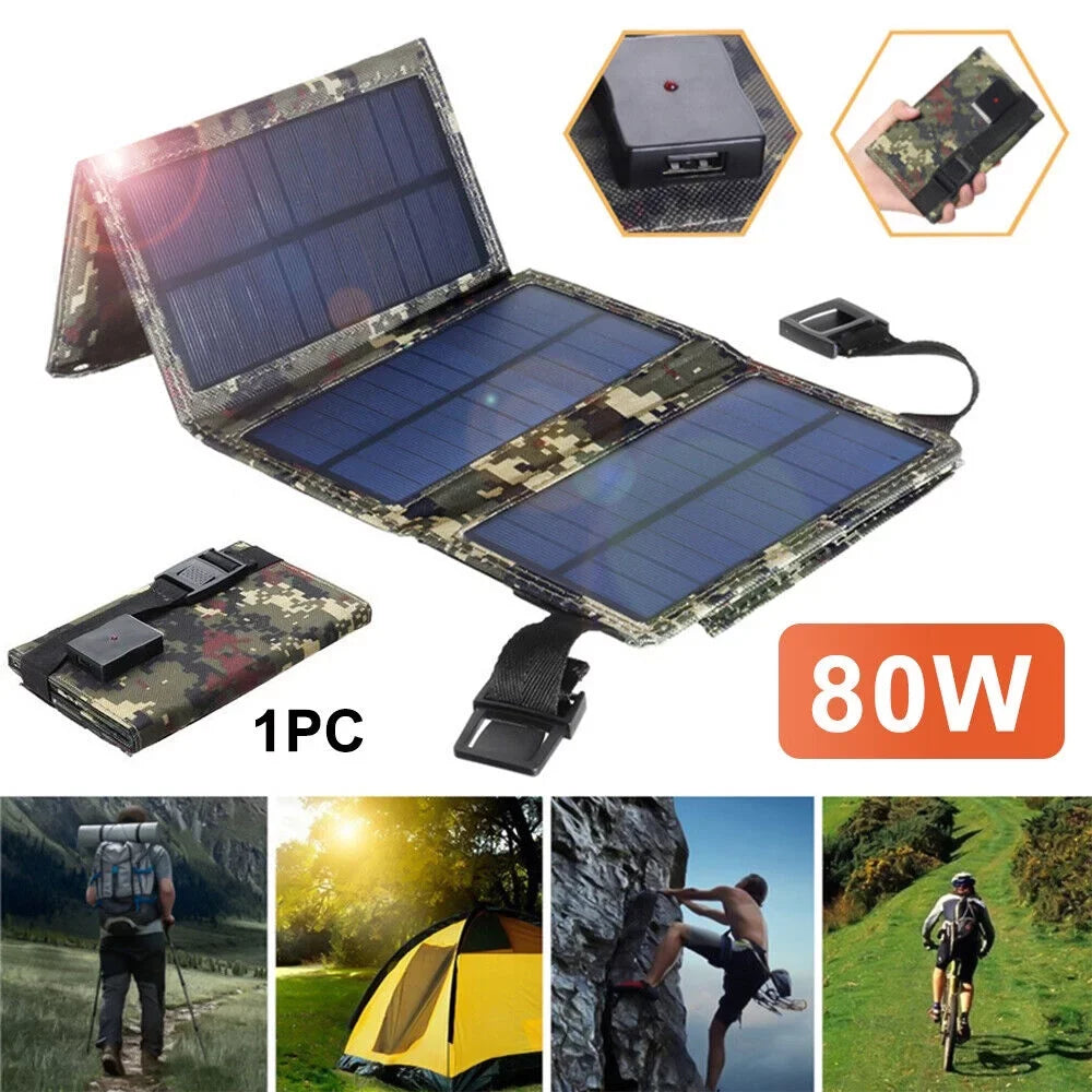 Jahy2Tech Foldable Outdoor 80W USB Solar Panel Portable Phone Charger Camping Hiking Rechargeable Battery High superior