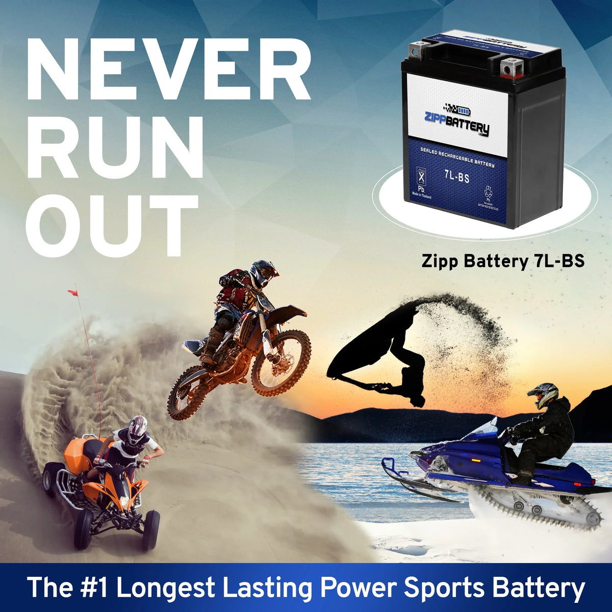 Zipp Battery YTX7L-BS (7L-BS 12 Volt,6 Ah, 75 CCA) Motorcycle Battery for Honda 250cc Cb250 Nighthawk 1993