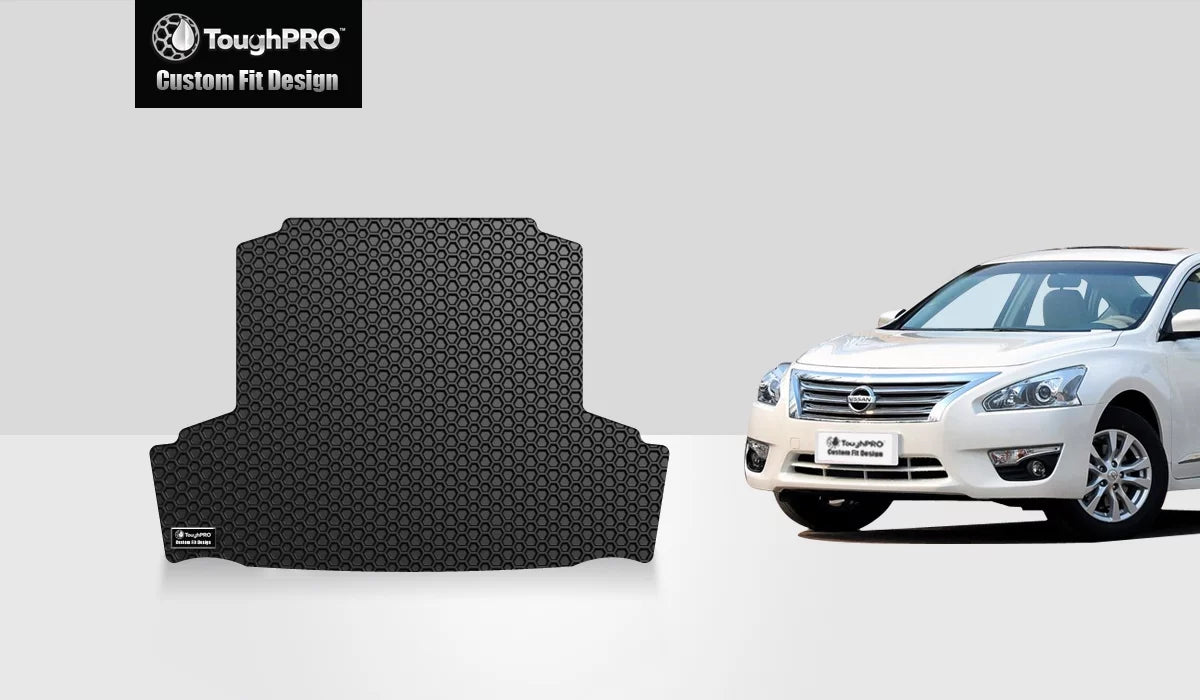 ToughPRO - Trunk Mat appropriate with NISSAN Altima - All atmospheric conditions Heavy Duty (Made in USA) - Black Rubber - 2010