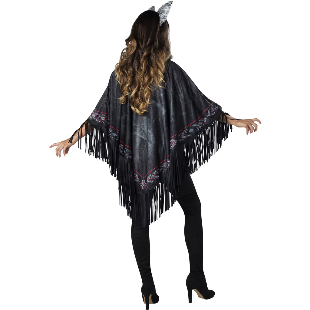 Fun World Lone Wolf Poncho Multi-Color Halloween Costume Set, Women Female Adult