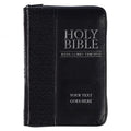 Personalized KJV Compact Pocket Bible with Zipper Closure King James Version Faux Leather Holy Bible with Custom Name Up To 3 Rows Of Text - Ideal for Travel in backpack, purse, or briefcase | Black