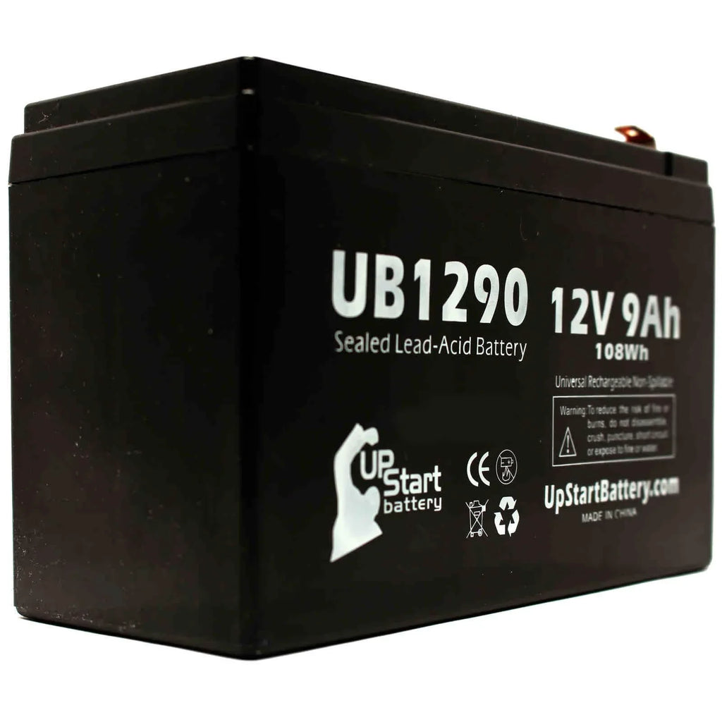 4x Pack - matching Opti-ups 280ES Battery - Replacement UB1290 Universal Sealed Lead Acid Battery (12V, 9Ah, 9000mAh, F1 Terminal, AGM, SLA) - Includes 8 F1 to F2 Terminal Adapters