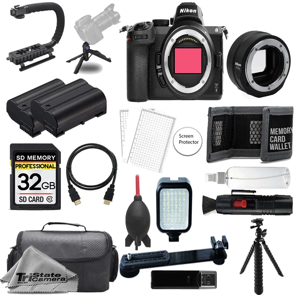 Z5 Mirrorless Digital Camera (Body) w/  FTZ II Mount Adapter+ 32GB + Extra Battery+ LED Flash- ULTIMATE Kit
