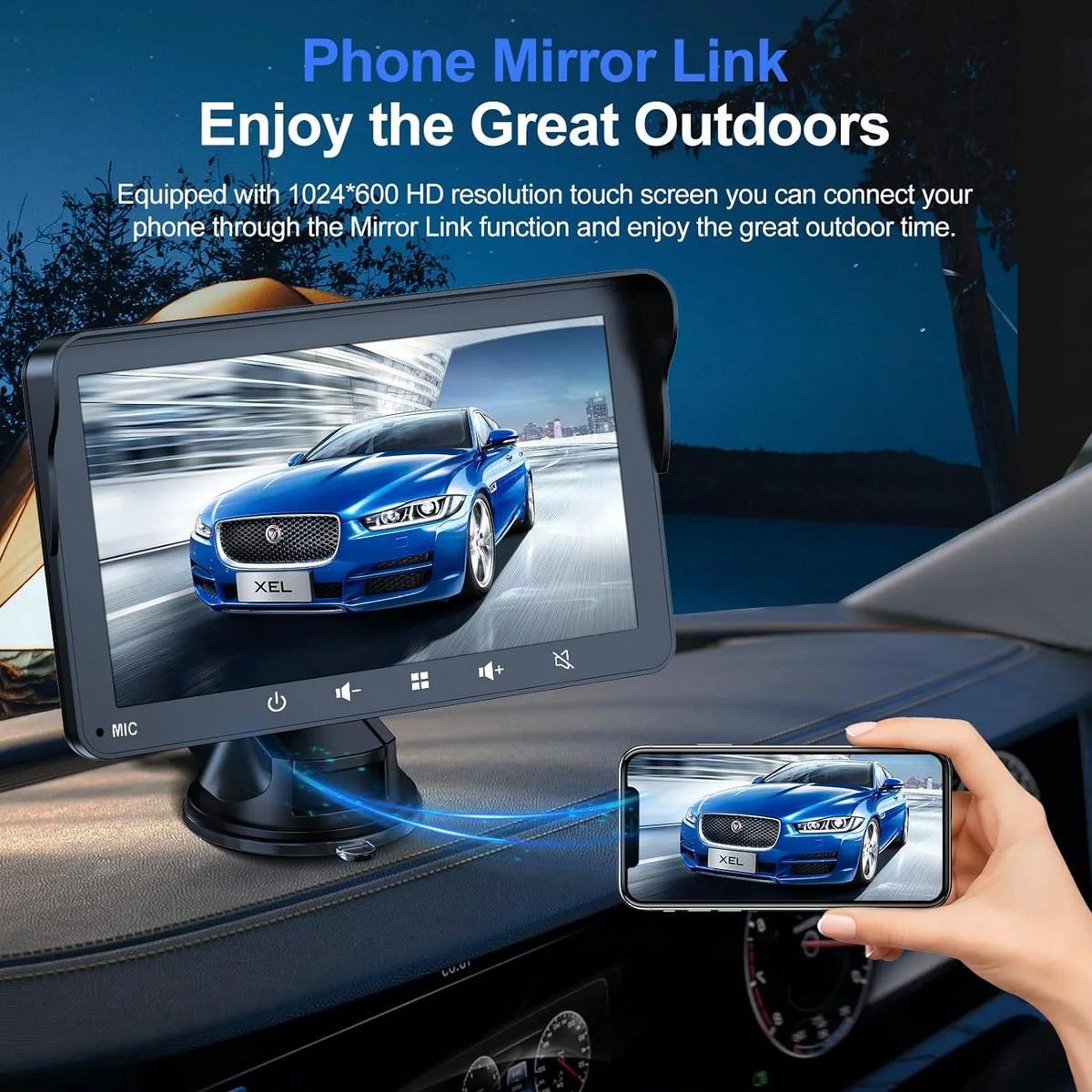 7" HD Double Din Car Stereo, Portable Wireless  Carplay & Android Auto with Backup Camera, IPS Touch Screen Stereo with Bluetooth, Multimedia Player, Car Audio with Mirror Link/AUX/FM