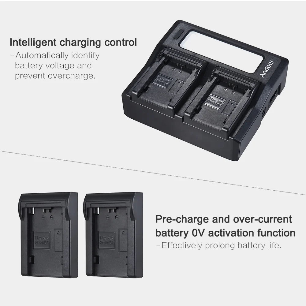 Andoer NP-FZ100 Dual Channel LCD Camera Battery Replacement for  A7III A9 A7RIII A7SIII