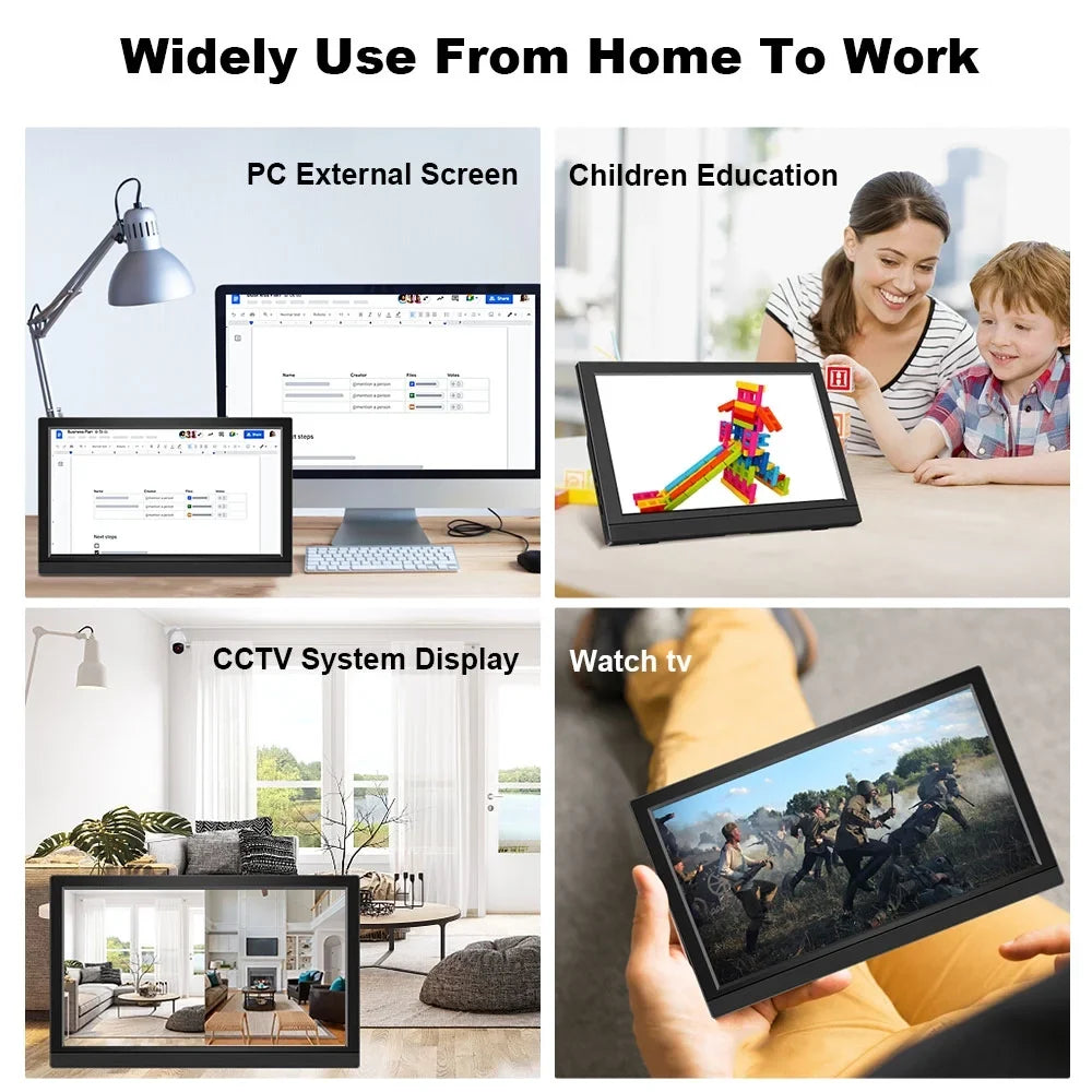 Protable Monitor 11.6 Inch 1366x768 60Hz TouchScreen Compture Monitor For PC Gamer PS4 XBOX Stick Switch Raspberry PI Display