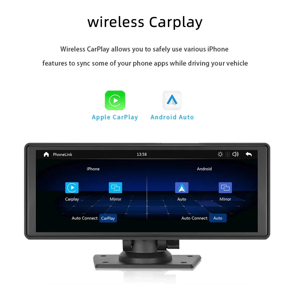 Polarlander Wireless  Carplay Car Stereo GPS Navigation, 9.3 Inch Touch Car Play Screen Audio Car Radio Receiver with Android Auto, Bluetooth,Backup Camera, Recorder AUX, TF, Multimedia Player