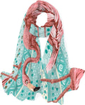 Hyjoy Women Silk Scarf Flamingo Birds Tropical Pink Ocean Sea Hair Wraps Shawls Neck Scarves Colorful Print