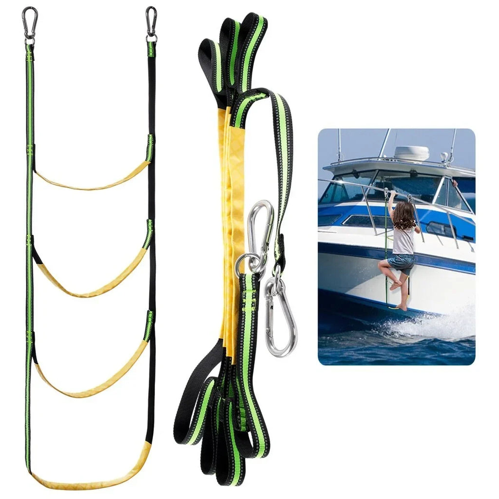 4-Step craft Rope Ladder, Portable Rope Boarding Ladder, Foldable Outdoor Climbing Ladder, Heavy Duty Swim Ladder for Inflatable craft, Sailboat, Kayak, Canoeing, Motorboat