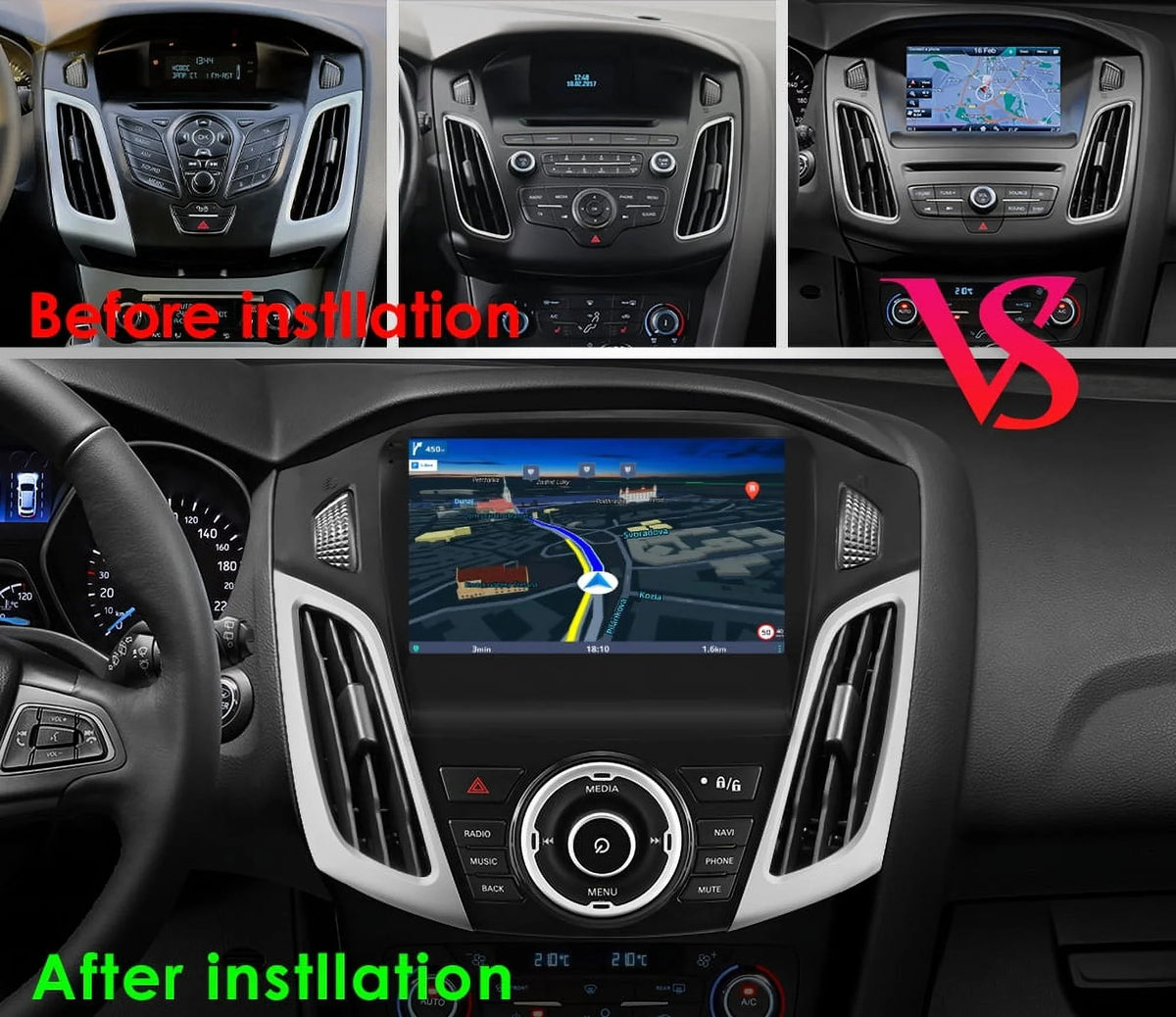 For  Focus 2012 2013 2014 2015 2016 2017 Android 12.0 Wifi 2+32GB Car Stereo Radio Head Unit GPS Navigation RDS Carplay Player