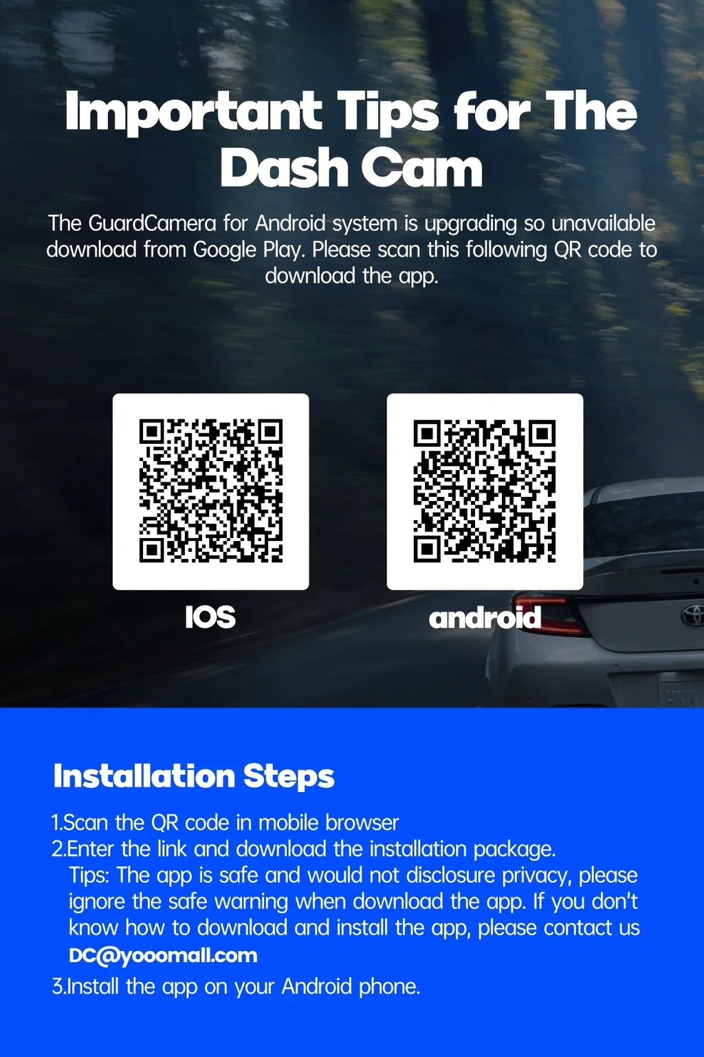 4K Dash Cam Front and Rear TOGUARD 3 Channel Front Inside Rear Dash Camera Car Camera with IR Night Vision, GPS, Loop Recording, G-sensor, Parking Monitor, Motion Detection
