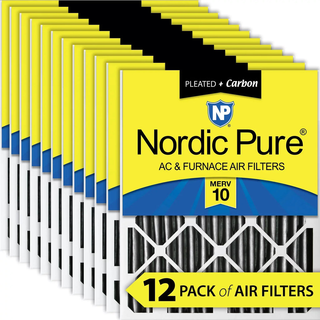 Nordic Pure 20x20x2 Pleated Air Filters MERV 10 Pleated Plus Carbon 12 Pack