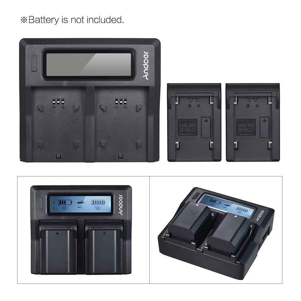 Andoer NP-FZ100 Dual Channel LCD Camera Battery Replacement for  A7III A9 A7RIII A7SIII