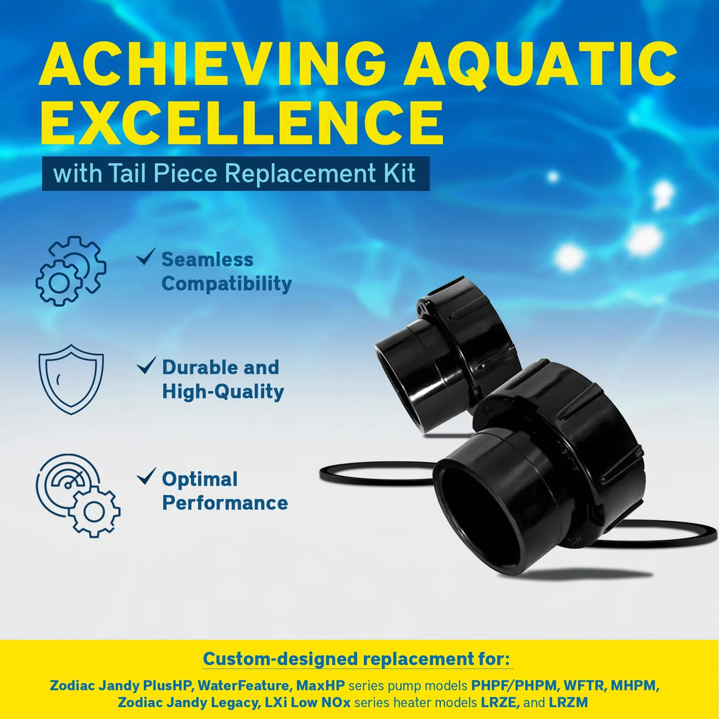 Zodiac Tail Piece w/O-Ring & Coupling Nut for Jandy Pool/Spa Heaters