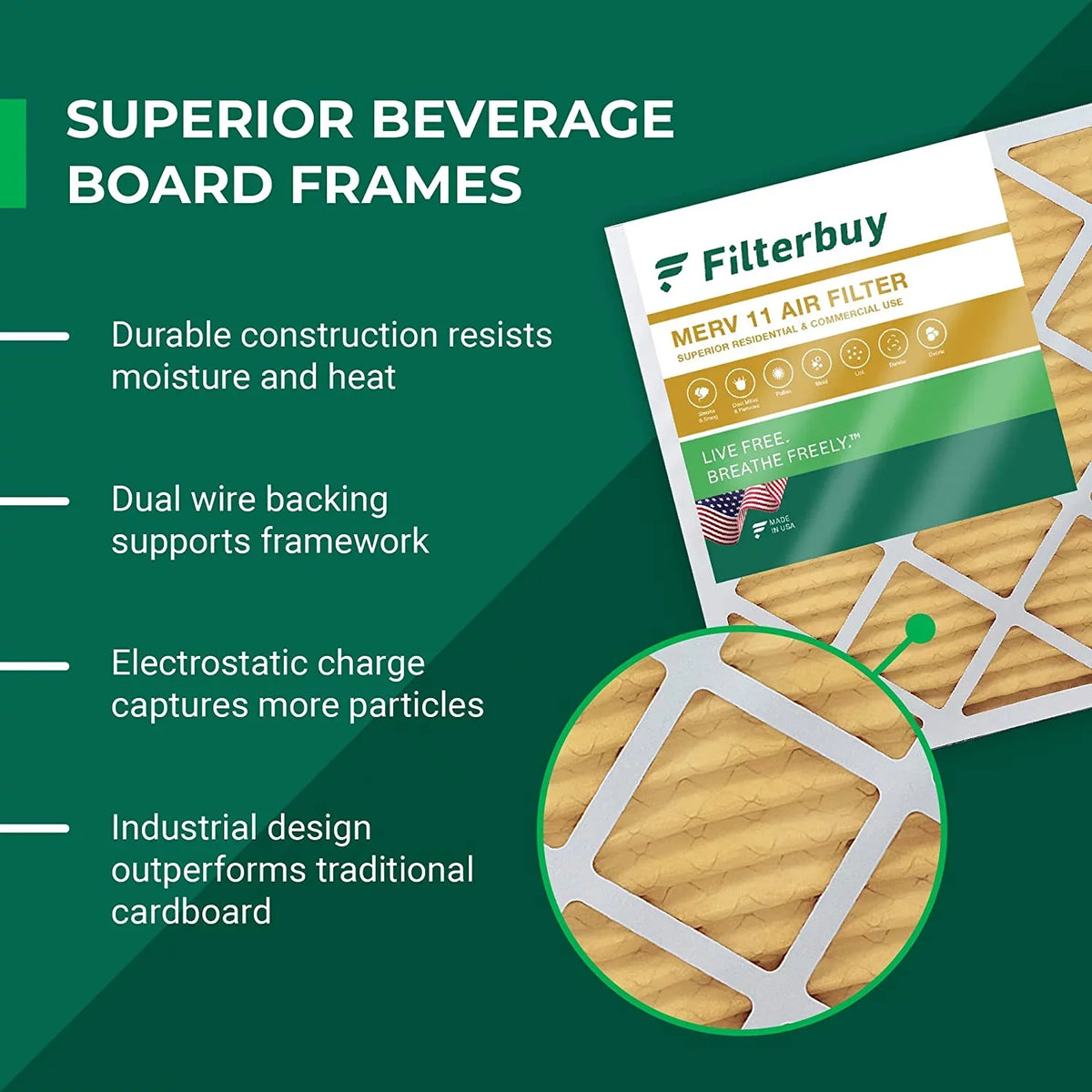 Filterbuy 10x25x4 MERV 11 Pleated HVAC AC Furnace Air Filters (5-Pack)