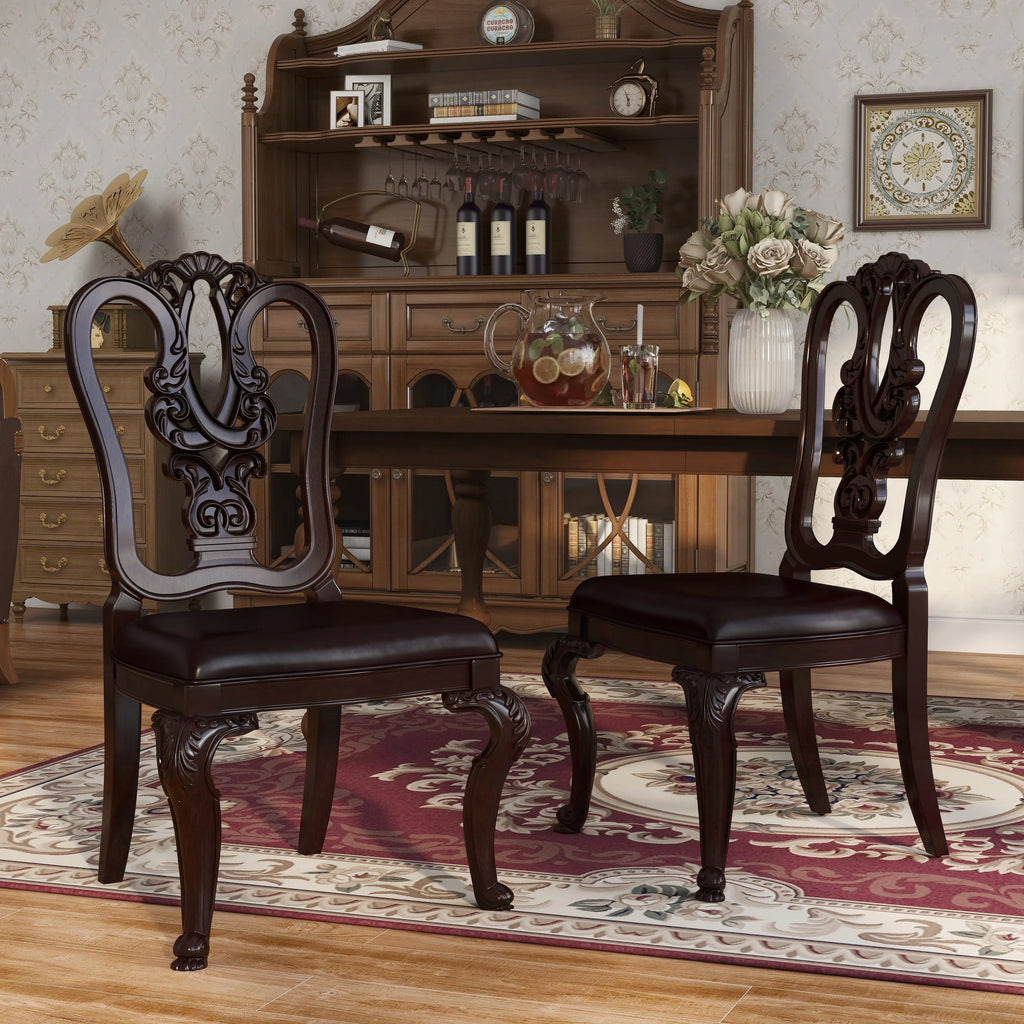 Furniture Of America IDF-3319W-SC Woden Side Chair- 2 Pack - Brown Cherry