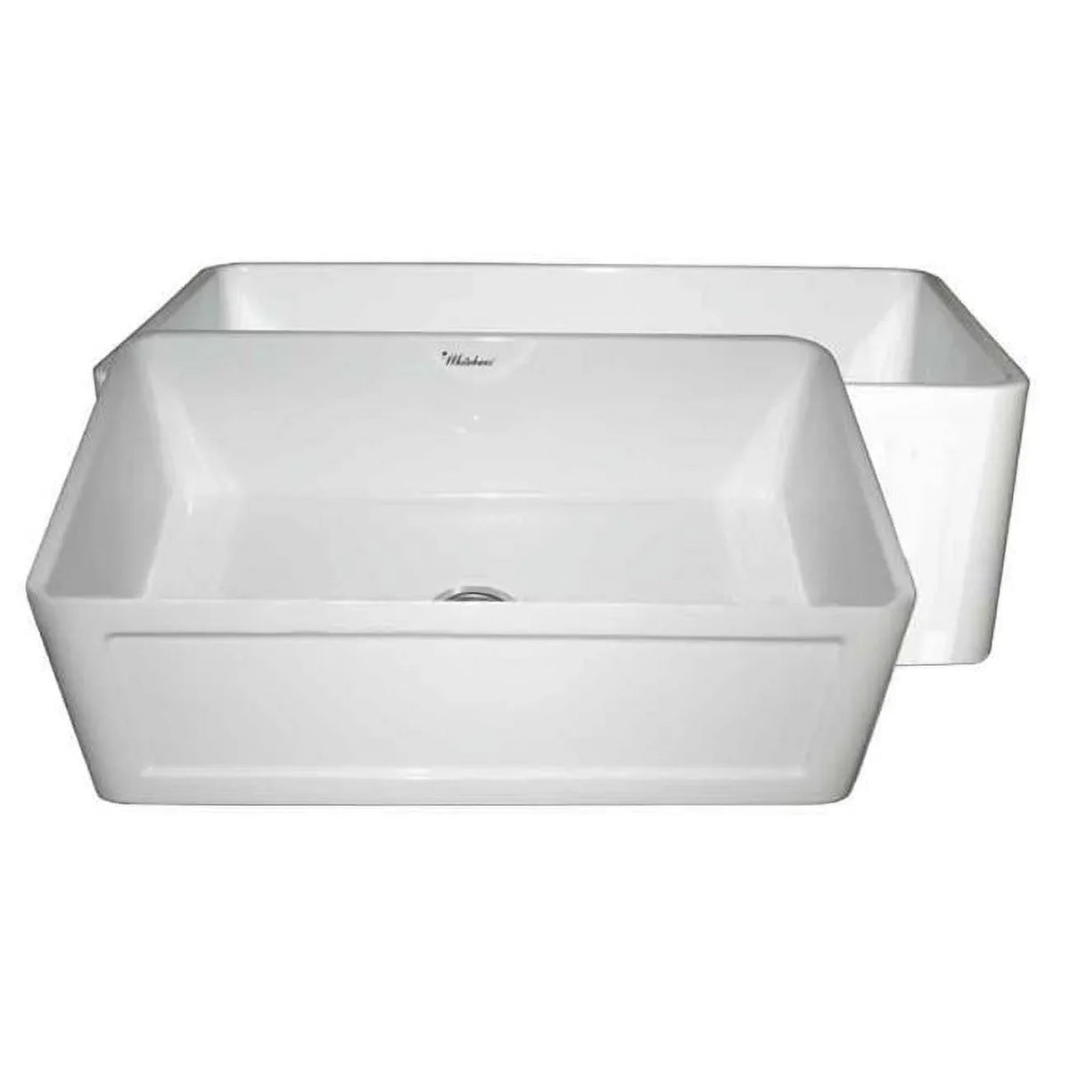 Whitehaus Collection  Farmhaus Fireclay Reversible Series Fireclay Sink with a Concave Front Apron - White