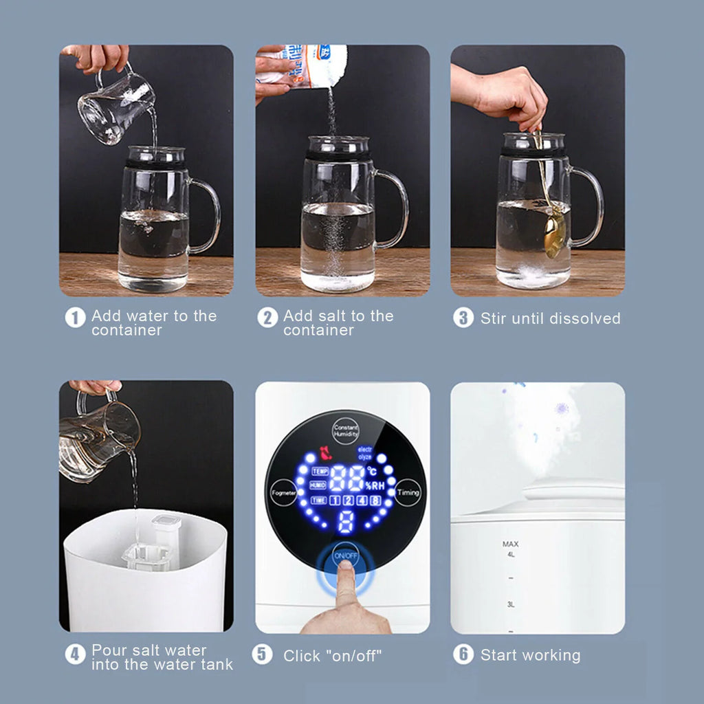 DIY Sodium 4L Hypochlorous Acid moisture Making Machine Humidifier W/ Remote White