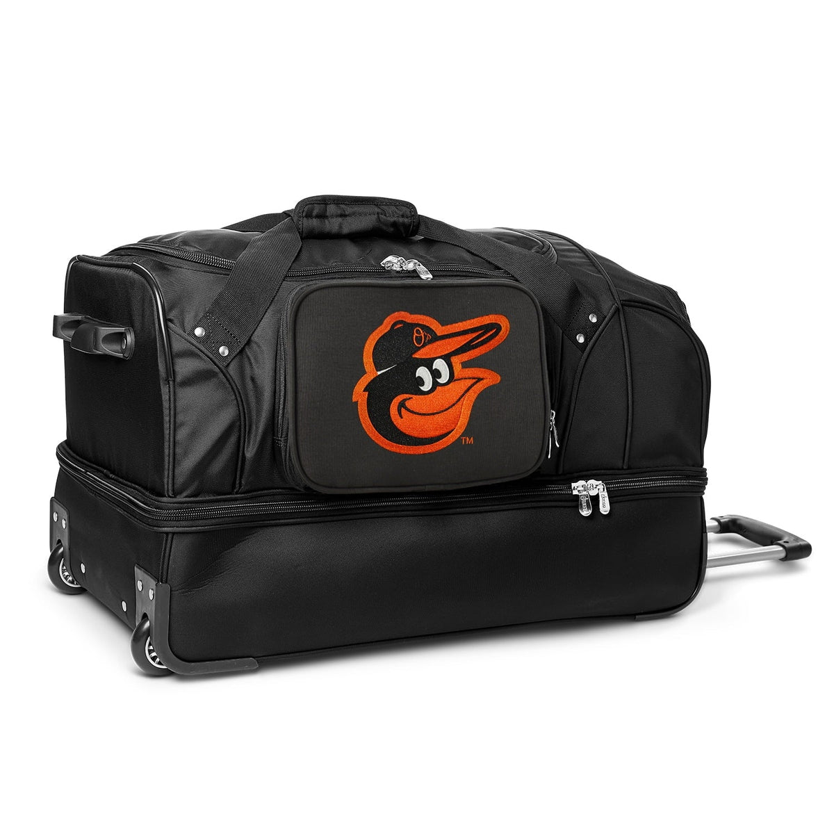 MOJO Baltimore Orioles Black 27'' 2-Wheel Drop Bottom Rolling Duffel Bag