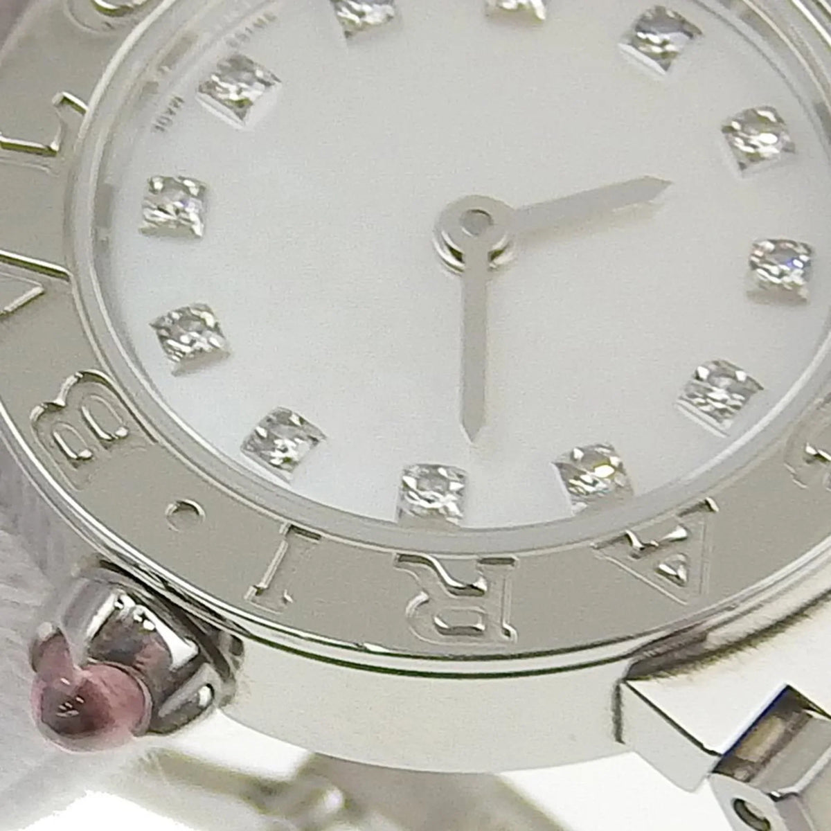 Pre-Owned Bulgari BVLGARI Battery Watch 12P Diamond Mother of Pearl Shell Dial BB23S 103095 (Like New)
