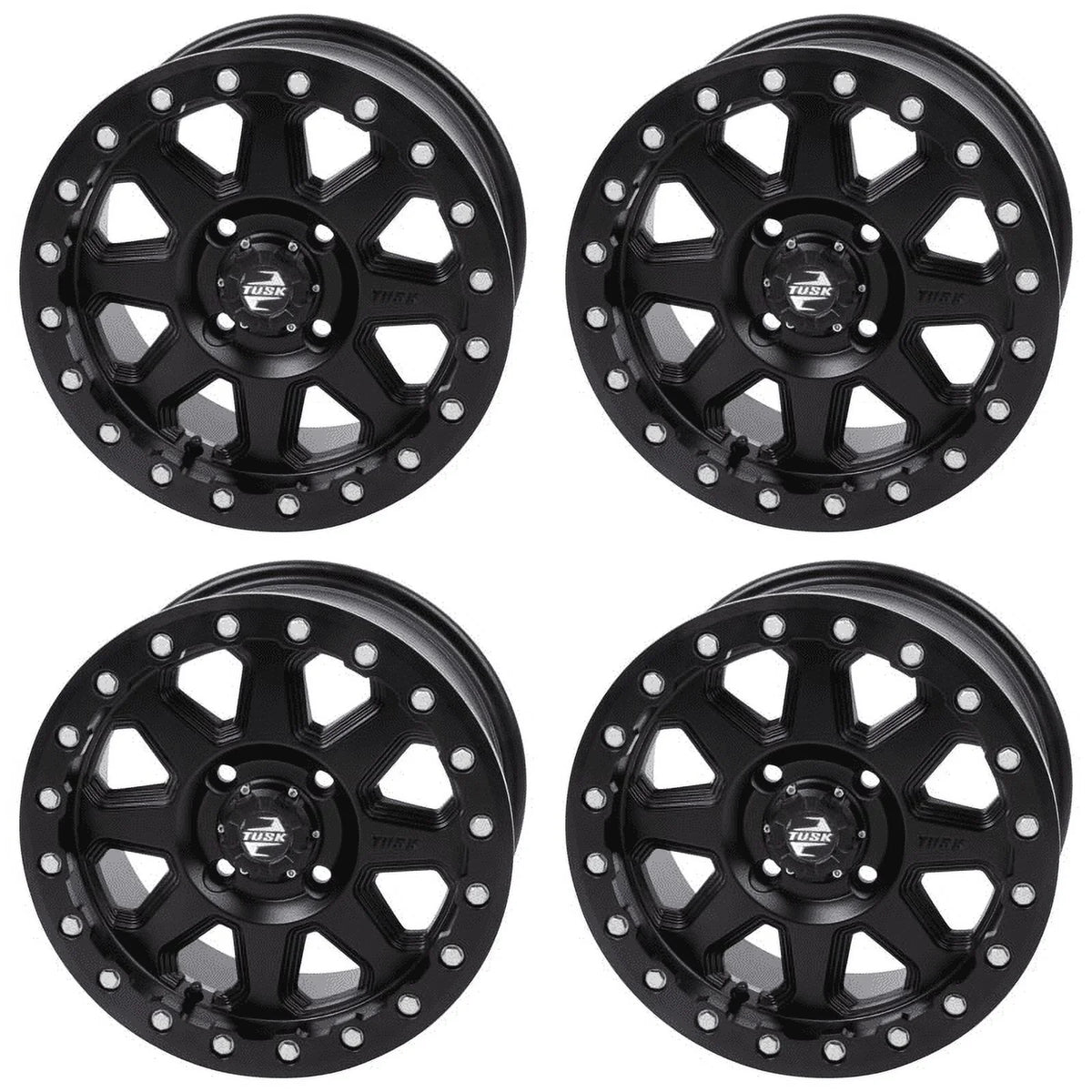 (4 Pack) 4/137 Tusk Uinta Beadlock Wheel 15X7 6.0 + 1.0 Matte Black For Can-Am Defender Hd10 Pro Xt 2020-2023