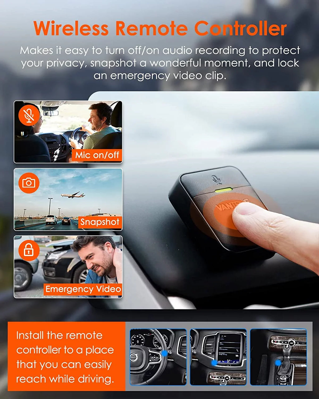 Vantrue E2 Dual 2.5K Front and Rear Dash Cam with 5G WiFi, GPS & Voice Control, 1944P+1944P Car Camera, 24hrs Buffered Parking Mode, Enhanced Night Vision, Motion Detection, Capacitor, Support 512GB