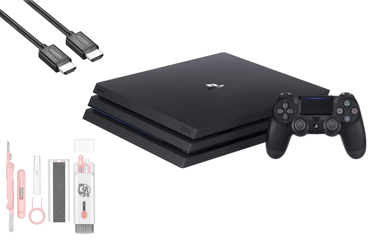 Pre-Owned  PlayStation 4 Pro 1TB Gaming Console Black HDMI Cable With BOLT AXTION Cleaning Kit Bundle (Refurbished: Like New)