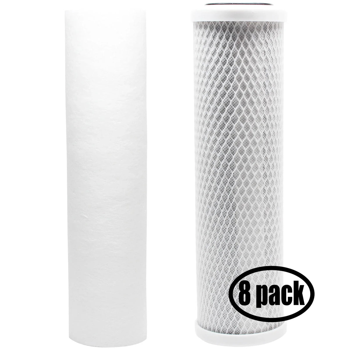 8-Pack Replacement for Filter Kit for Bulk Reef Supply 209122 RO System - Includes Carbon Block Filter & PP Sediment Filter - Denali Pure Brand