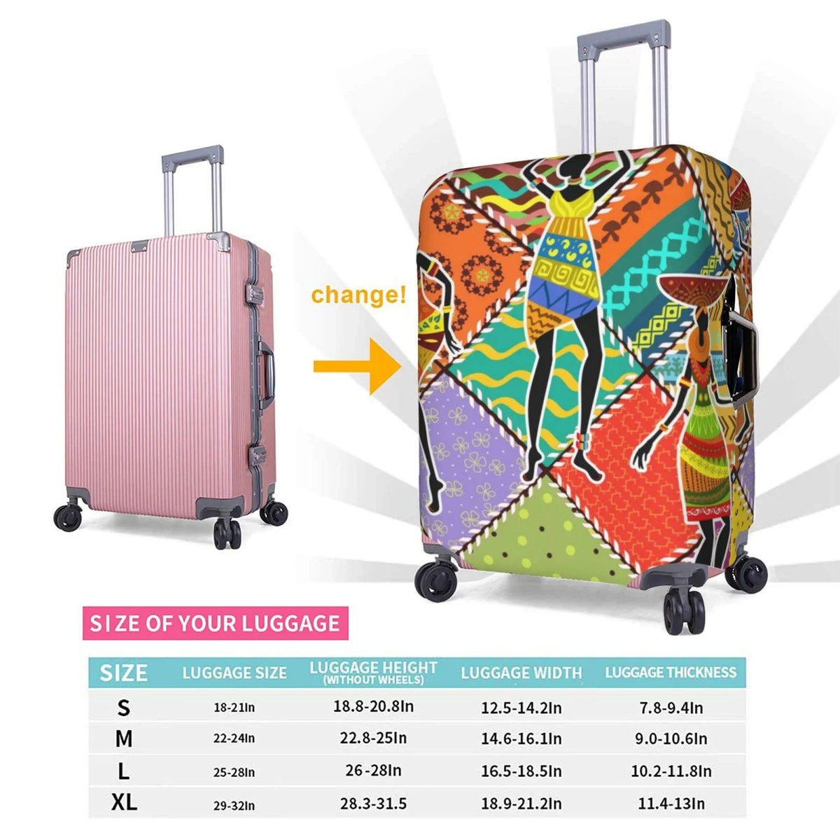 Kll Dancing African Womans Luggage shield Suitcase wrap Suitcase Protector-