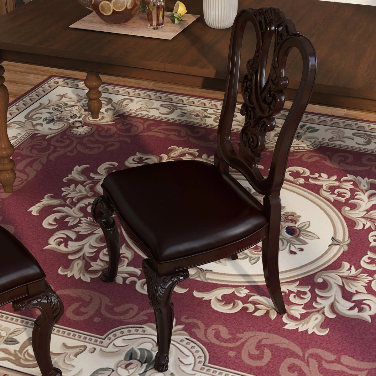 Furniture Of America IDF-3319W-SC Woden Side Chair- 2 Pack - Brown Cherry