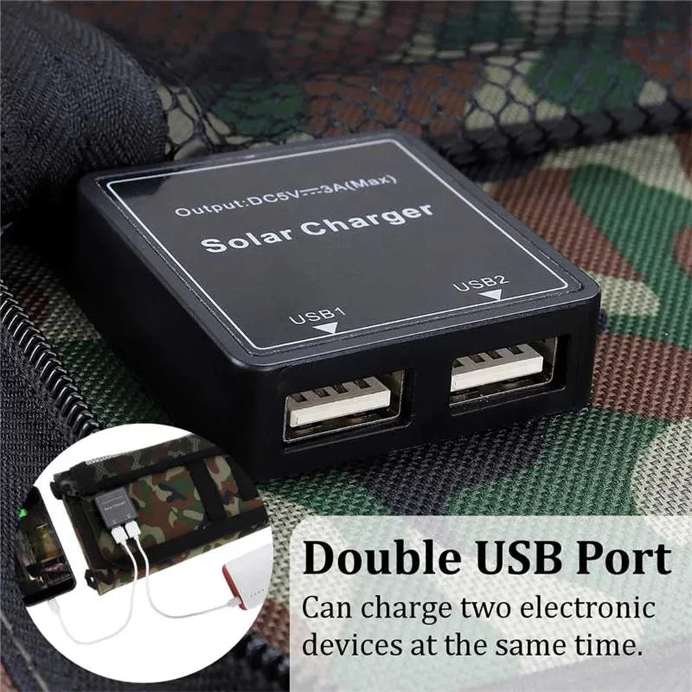 JLLOM 2Pcs 80W USB Solar Panel Folding Portable Power Bank Outdoor Hiking Phone Charger Kit