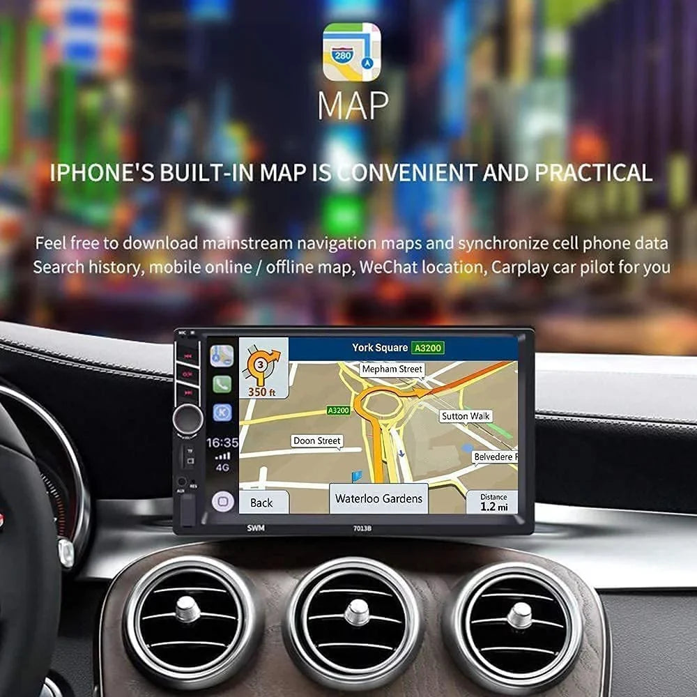 Binize 7 inch Car Stereo Radio appropriate with Carplay Android Auto Double Din Touchscreen Bluetooth Head Unit/MP5 Player/FM/AM,Support Reversing Image Input/Steering Wheel Control/USB/Remote