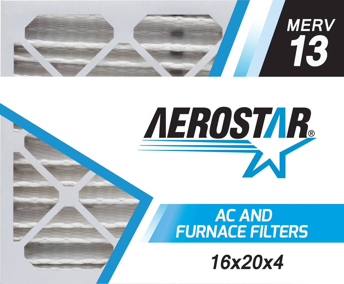 Aerostar 16x20x4 MERV  13, Pleated Air Filter, 16 x 20 x 4, Box of 6, Made in the USA