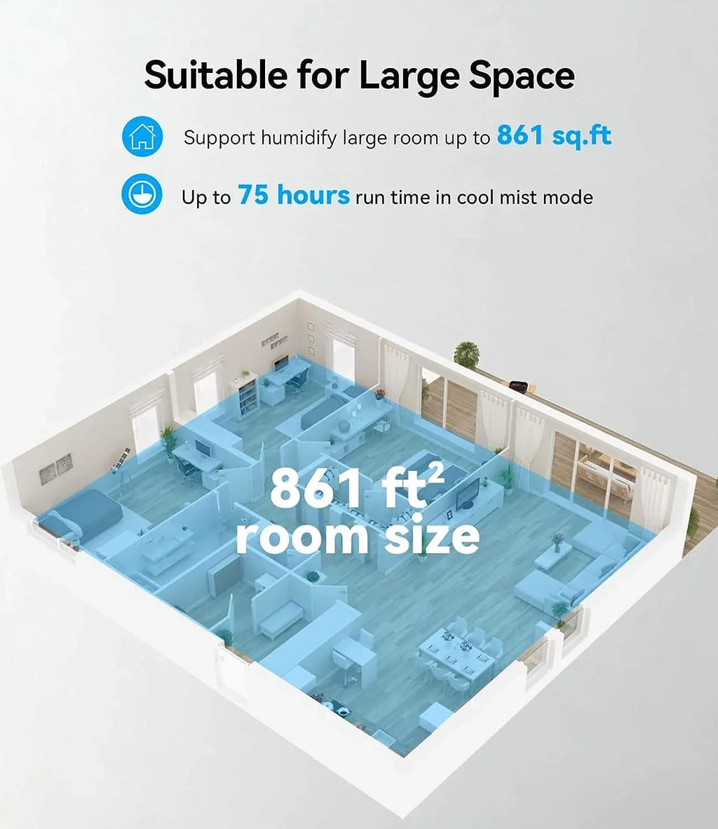 6L Vaporizer and Humidifiers for Bedroom Remote. Maxfavor Humidifiers for Room Warm and Cool Mist with Customized Humidity 861 sq ft