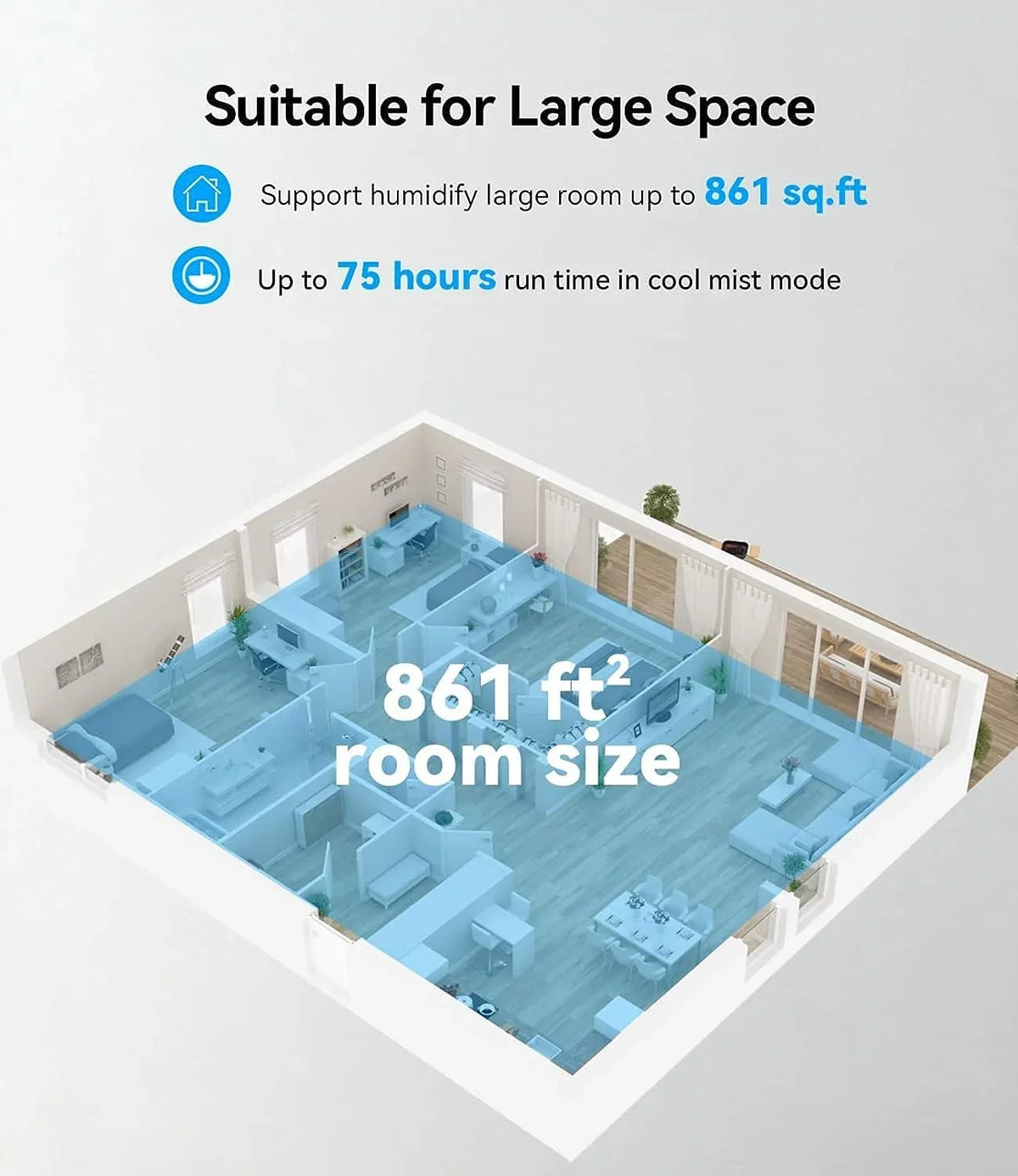 6L Vaporizer and Humidifiers for Bedroom Remote. Maxfavor Humidifiers for Room Warm and Cool Mist with Customized Humidity 861 sq ft