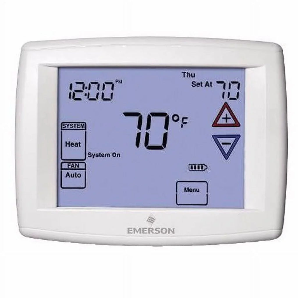 Emerson 1F97-1277 Touchscreen 7-Day Programmable Thermostat for Single-Stage and Heat Pump Systems