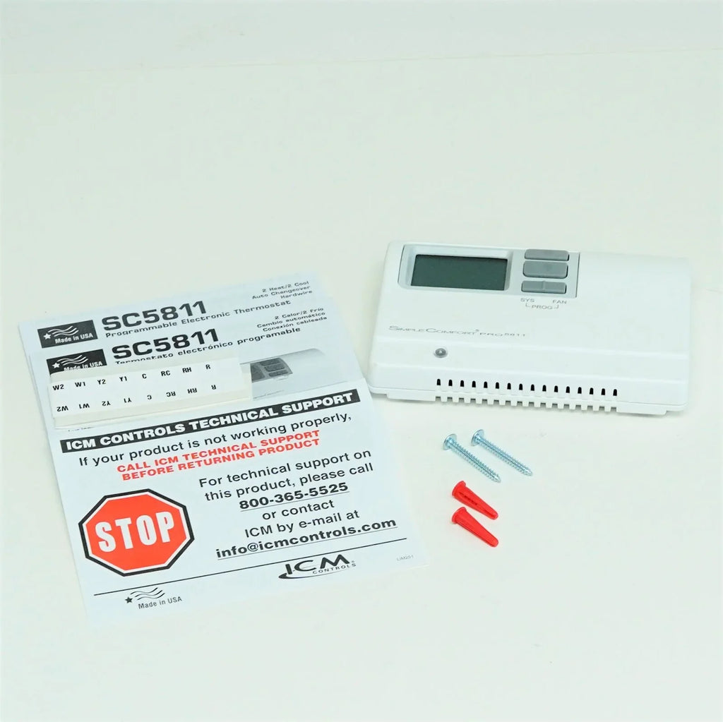 ICM SC5811 Wall Thermostat 7, 5-2, 5-1-1 Day Programmable Heat/Cool or Heat Pump