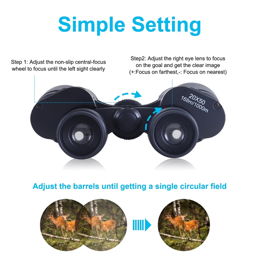 20x50 Binoculars for Adults Kids, Low Light Night Vision, Clear BAK4 Prism FMC Lens, For Bird Watching, Outdoor Sightseeing