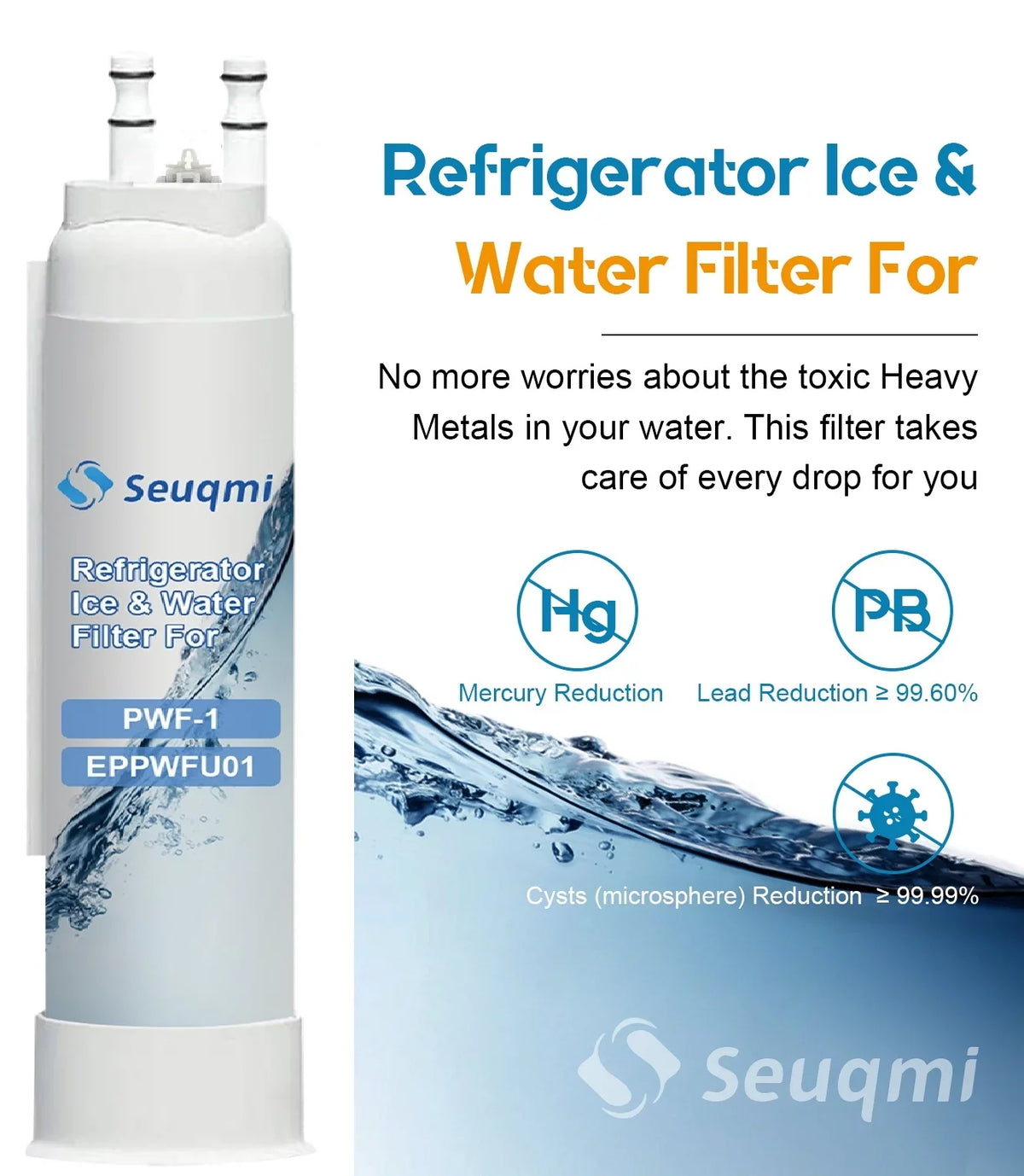 2Pack Seuqmi brand aqua and ice filters are suitable with Frigidaire®PurePour PWF-1 FPPWFU01