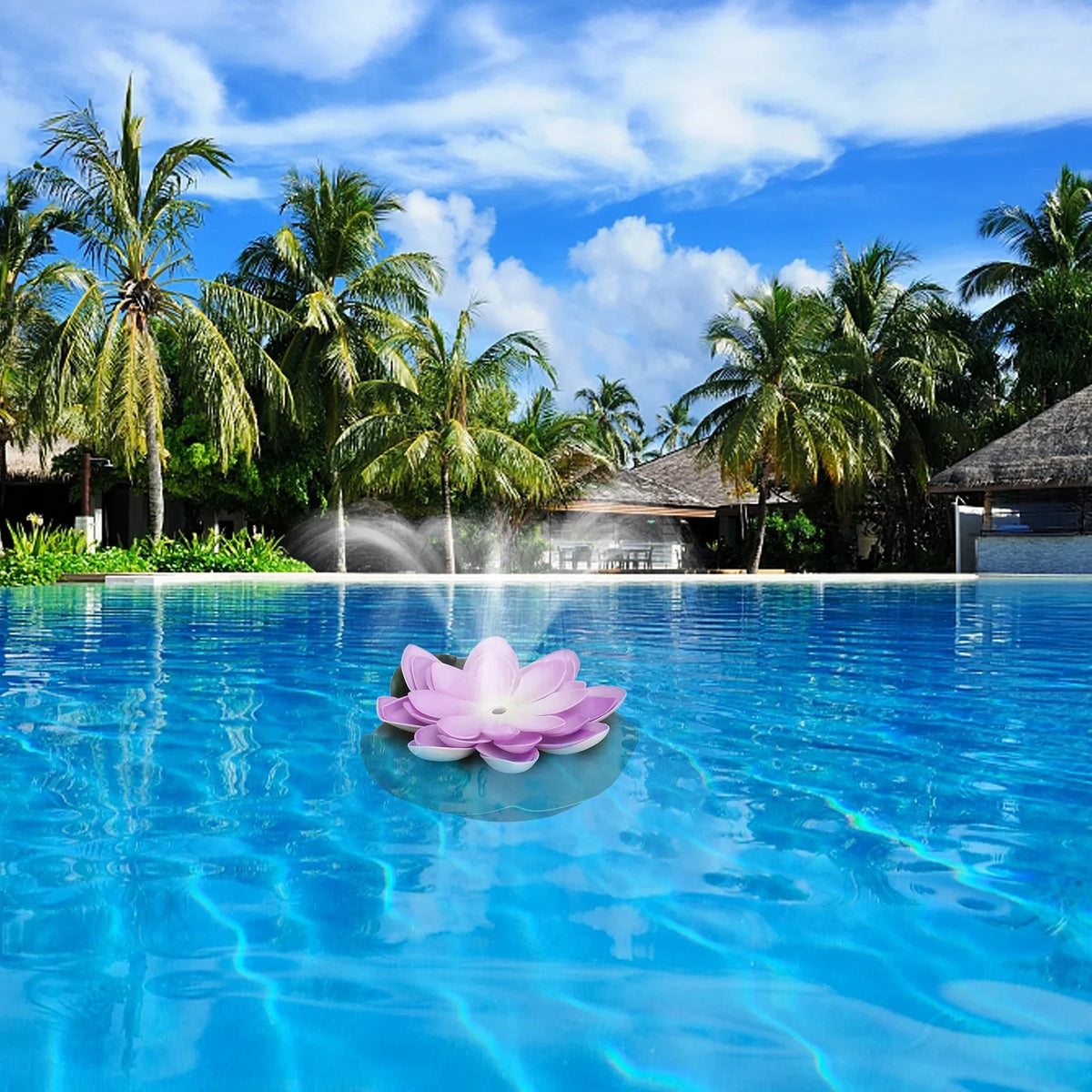 Gongxipen 1 Set Lotus Solar Fountain Outdoor Waterscape Fountain Pond Floating Fountain