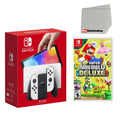 U Deluxe and Screen Cleaning Cloth - Import with US Plug. Nintendo Switch OLED Console White with New Super Mario Bros