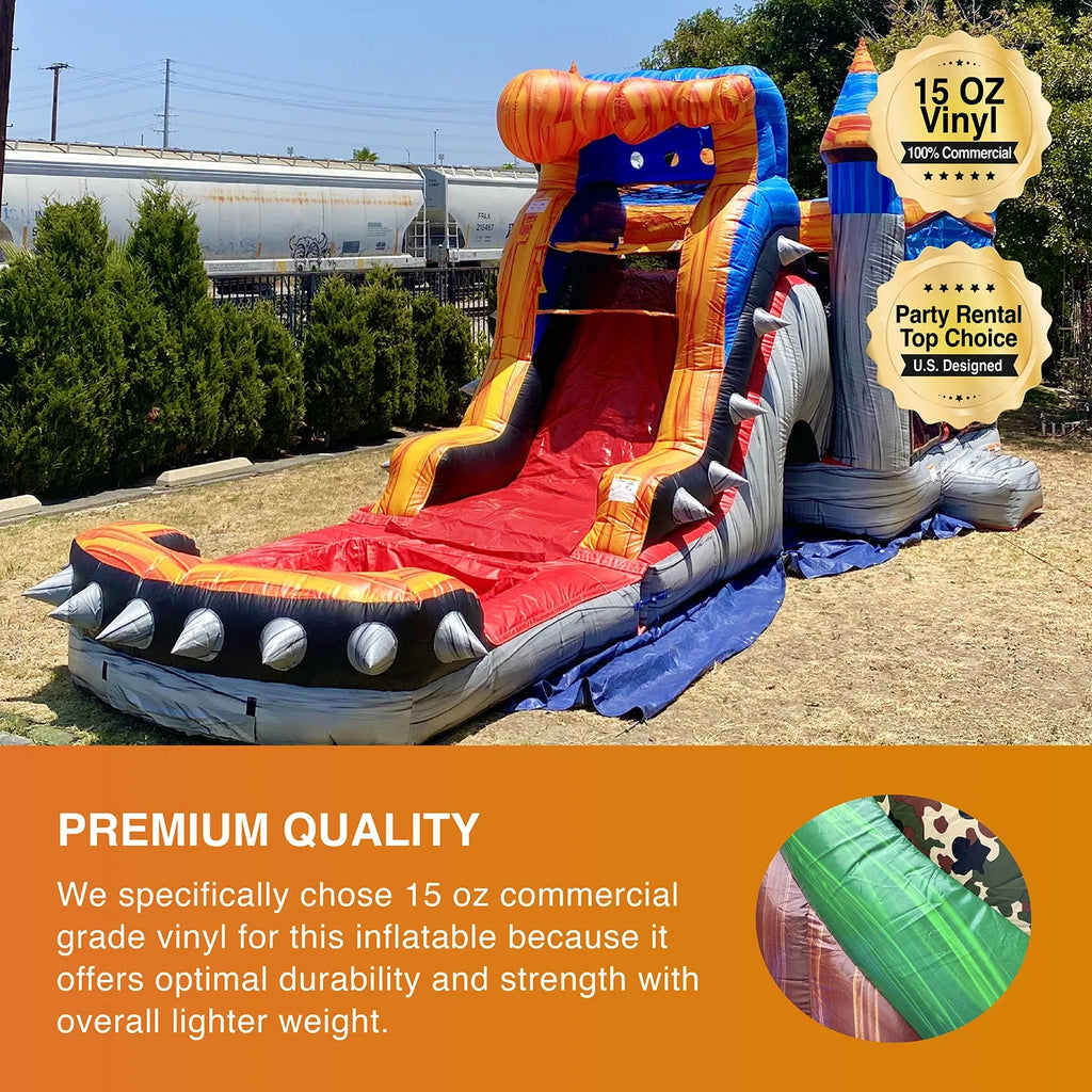 JumpOrange Titan Rocker Outdoor Commercial Grade Inflatable Bounce House aqua Slide with Splash Pool for Kids and Adults with Blower