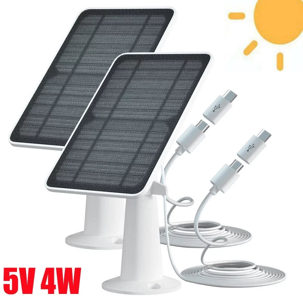 2Pack Solar Panels for security camera,eufy solar panel charger,5V 4W Solar Panel Kit for Eufy Eufycam Cam Rechargeable Battery Surveillance Cam Micro USB Type-C Port