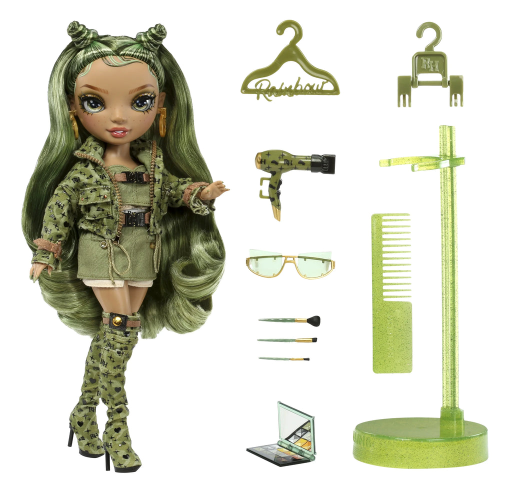 Kids Gift 4-12 Years Old and Collectors. Rainbow High Olivia, Camo Green Fashion Doll, Outfit & 10+ Colorful Play Accessories