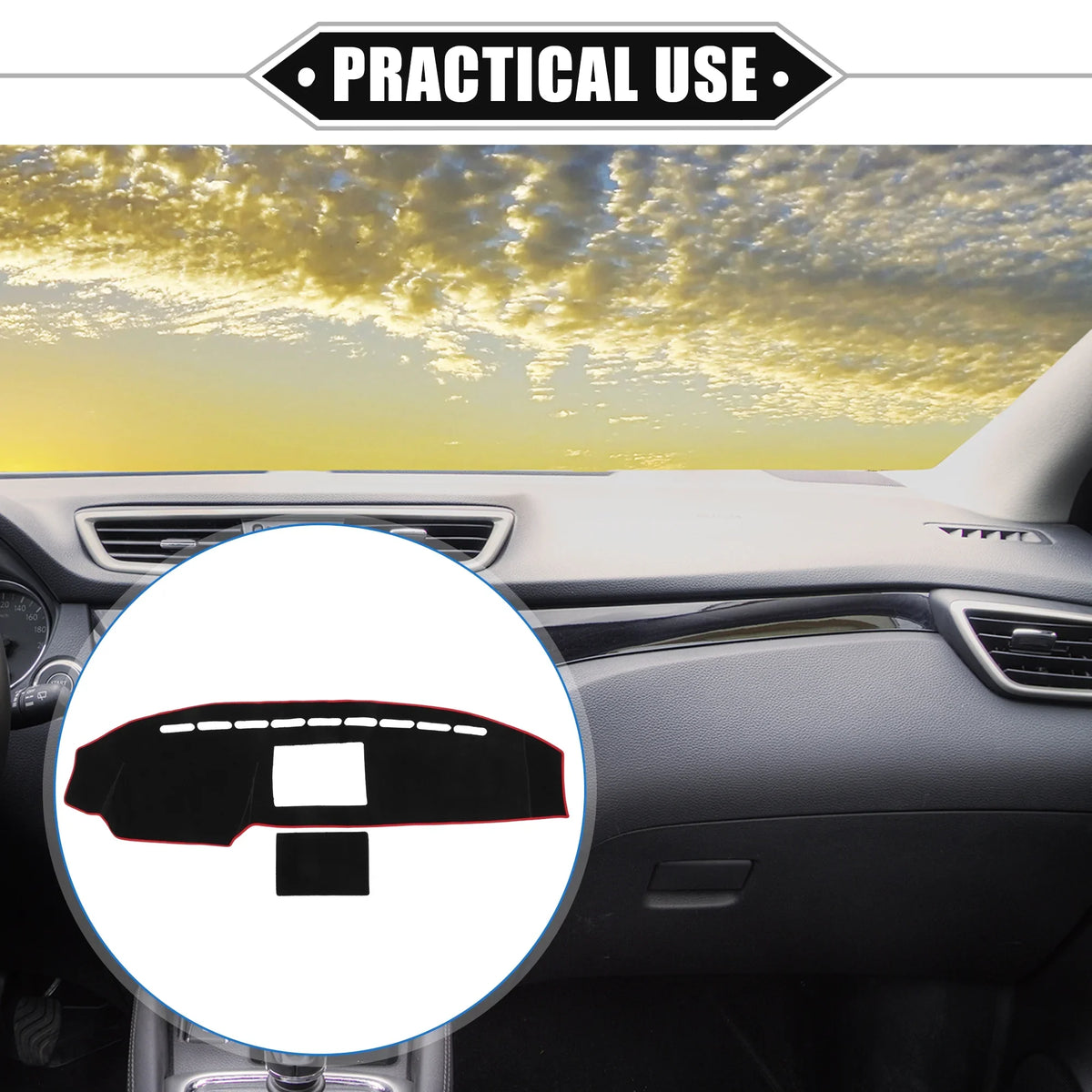 Unique Bargains Car Center Console Dashboard wrap Mat matching for  F150 2008-2014 Protective Polyester Black