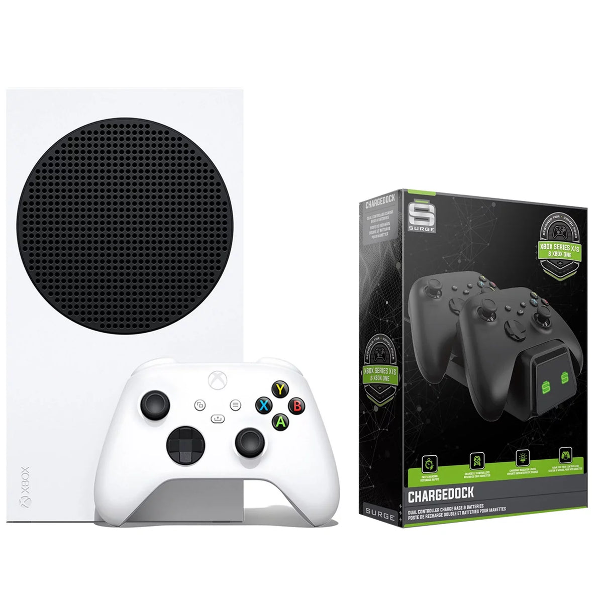 Xbox Series S 512GB Console with CHARGEDOCK Dual Charge Base Bundle