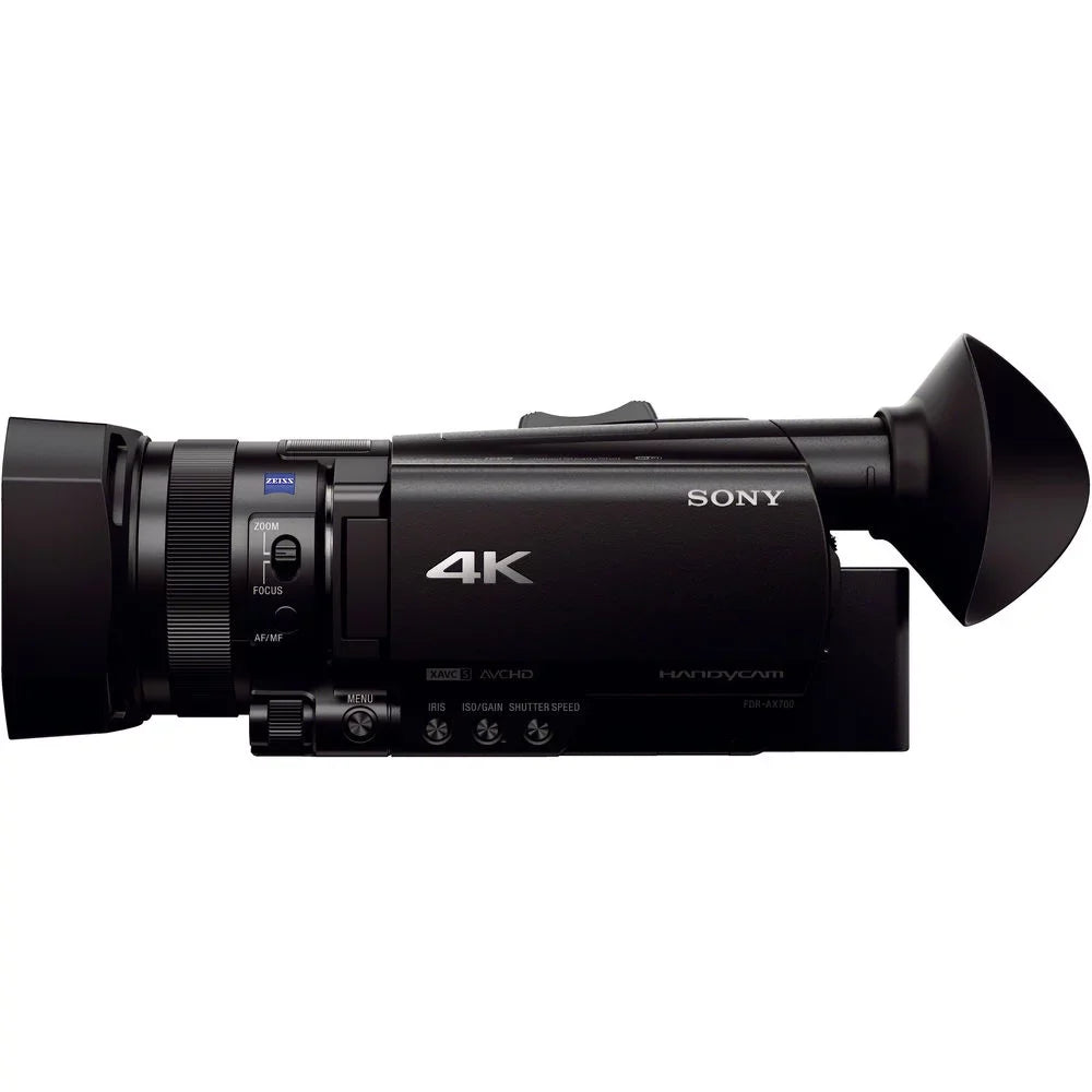 Handycam FDR-AX700 4K HD Video Camera Camcorder + 2 extra Batteries and Charger + 128GB Memory Card + Hard Case + M